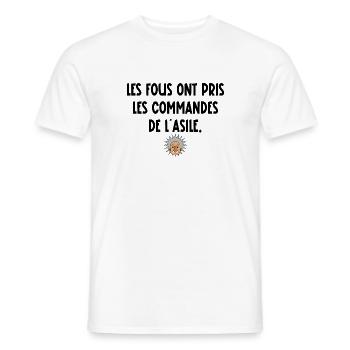 les fous ont pris les commandes de l'asile - T-shirt homme - blanc - Devant - AI Model Male 178 dark (178cm)