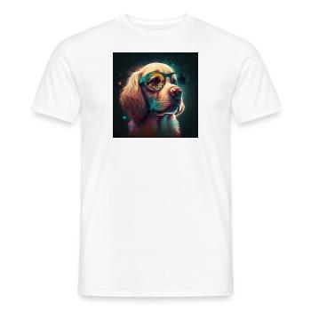 Beautiful dog retro look! For dog lovers! - Men's T-Shirt - white - Front - AI Model Male 178 dark (178cm)