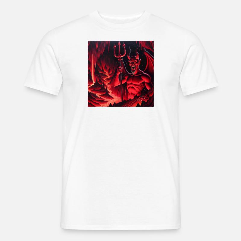 Teufel mit Dreizack - Männer T-Shirt - Weiß