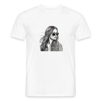 A beautiful girl with long hair - Men's T-Shirt - white - Front - AI Model Male 178 dark (178cm)