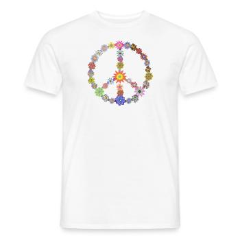 Fleurs de la paix Signe de la paix Cadeau hippie - T-shirt homme - blanc - Devant - AI Model Male 178 dark (178cm)