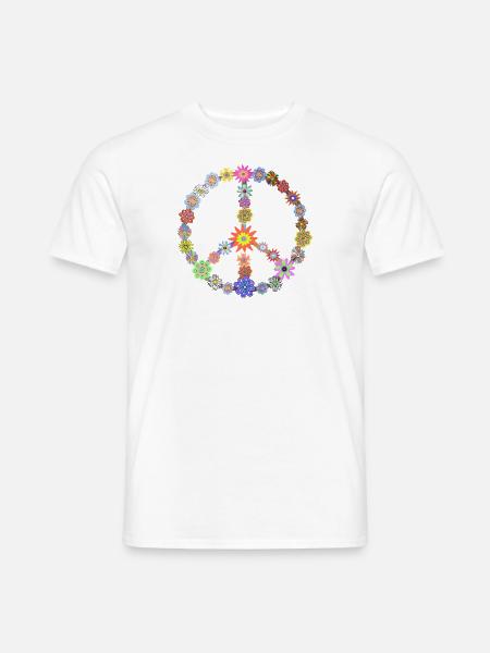 Peace Blumen Peacezeichen Hippie Geschenk - Männer T-Shirt - Weiß