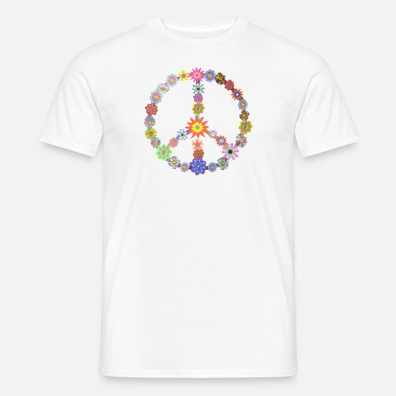 Peace Blumen Peacezeichen Hippie Geschenk - Männer T-Shirt - Weiß