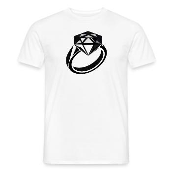 Simple diamond ring for special occasions - Men's T-Shirt - white - Front - AI Model Male 178 dark (178cm)