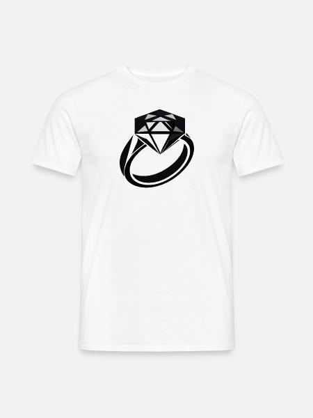 Einfacher Diamantenring für besondere Anlässe - Männer T-Shirt - Weiß