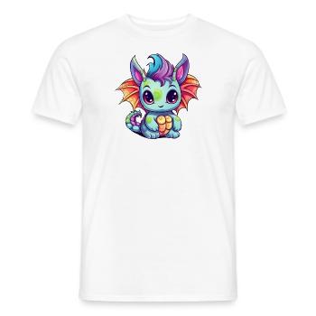 Dragon Kawaii Dessin - T-shirt homme - blanc - Devant - AI Model Male 178 dark (178cm)