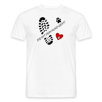 Qui va avec le chien ! pour les amoureux des chiens avec 💖🐾 - T-shirt homme - blanc - Devant - AI Model Male 178 dark (178cm)