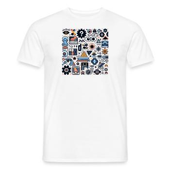 Abstract Geometric Patterns - Men's T-Shirt - white - Front - AI Model Male 178 dark (178cm)