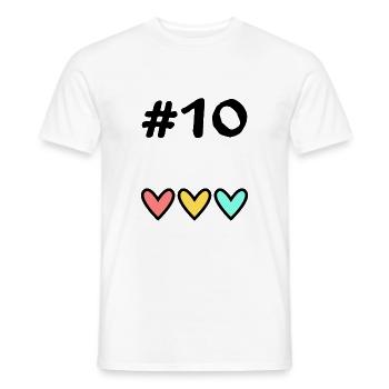 10 ANS. 10e ANNIVERSAIRE. ANNIVERSAIRE 10 ANS. 10 - T-shirt homme - blanc - Devant - AI Model Male 178 dark (178cm)