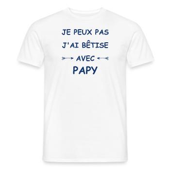 Je peux pas j'ai betise avec papy - T-shirt homme - blanc - Devant - AI Model Male 178 dark (178cm)