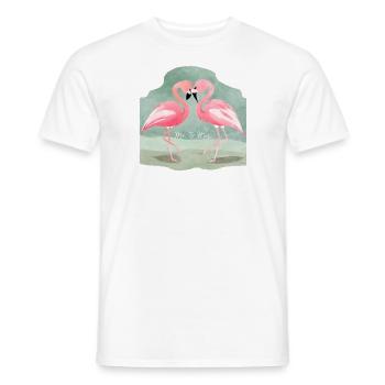 Flamingo Pärchen Mr. & Mrs. aquarell - Männer T-Shirt - Weiß - Vorne - AI Model Male 178 dark (178cm)