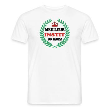 MEILLEUR INSTIT DU MONDE - T-shirt homme - blanc - Devant - AI Model Male 178 dark (178cm)