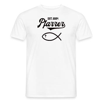 Pfarrer est 2024 Fisch Symbol Christentum Kirche - Männer T-Shirt - Weiß - Vorne - AI Model Male 178 dark (178cm)
