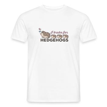 I brake for hedgehogs, for hedgehog lovers - Men's T-Shirt - white - Front - AI Model Male 178 dark (178cm)