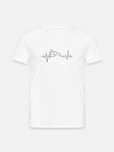 Bagger Pulse Geschenk Baggerfahrer Baustelle - Männer T-Shirt - Weiß