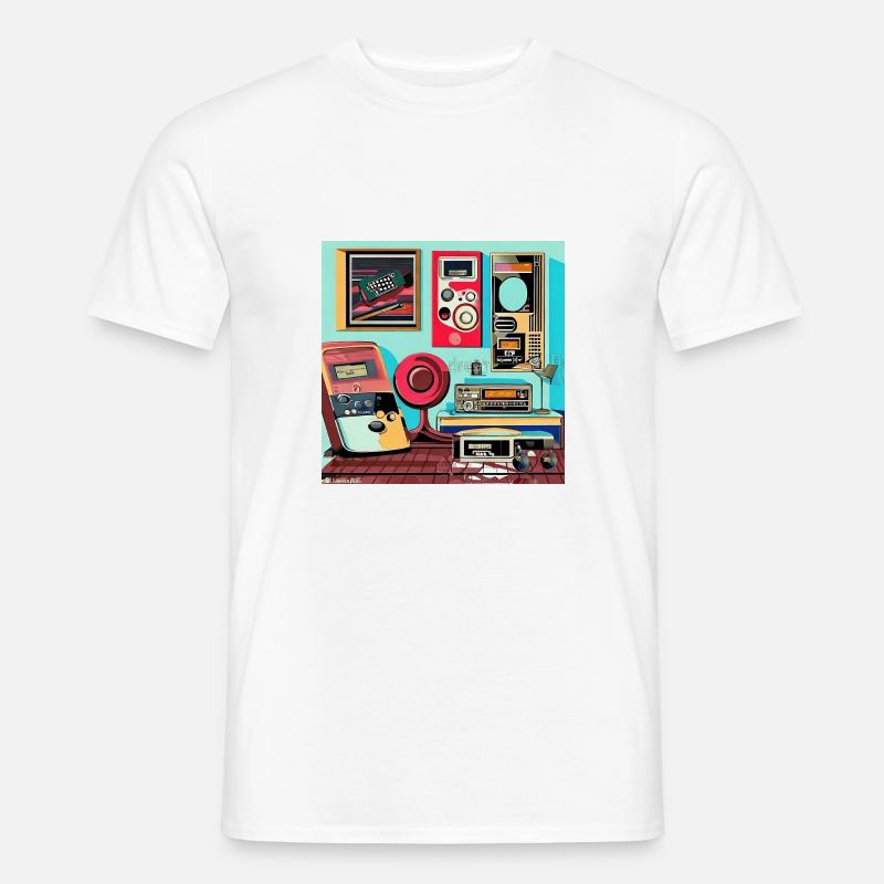 80er Style Retro Zimmer - Männer T-Shirt - Weiß