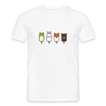 Ice cream with animal faces - Men's T-Shirt - white - Front - AI Model Male 178 dark (178cm)