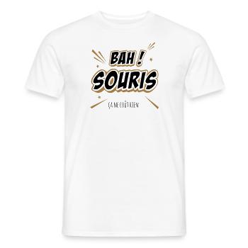 Bah! souris, ça ne coût rien - T-shirt homme - blanc - Devant - AI Model Male 178 dark (178cm)
