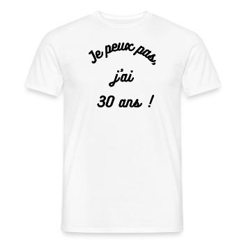 Je peux pas j'ai 30 ans, 30 ans, 30 ANS, 30 ans ⭐⭐ - T-shirt homme - blanc - Devant - AI Model Male 178 dark (178cm)