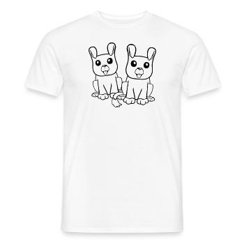 2 chiens équipe assis deux amis équipage heureux - T-shirt homme - blanc - Devant - AI Model Male 178 dark (178cm)
