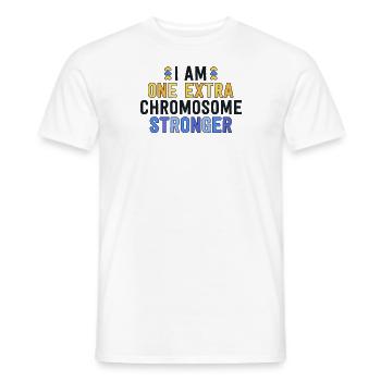 Je suis une famille T21 plus forte sur les chromosomes supplémentaires - T-shirt homme - blanc - Devant - AI Model Male 178 dark (178cm)