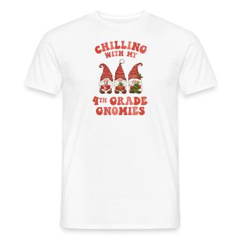4th Grade Teacher Christmas Chilling With My - Men's T-Shirt - white - Front - AI Model Male 178 dark (178cm)