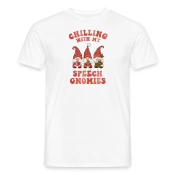 Chilling With My Speech Gnomies Xmas SLP - Men's T-Shirt - white - Front - AI Model Male 178 dark (178cm)