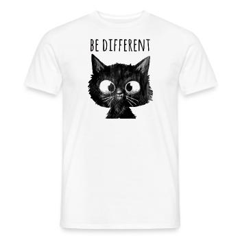 chat, illustration, aquarelle, noir, peinture, - T-shirt homme - blanc - Devant - AI Model Male 178 dark (178cm)