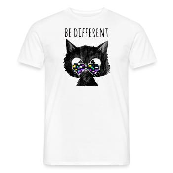 Chat, être différent, nerd, lunettes pixel, pixel - T-shirt homme - blanc - Devant - AI Model Male 178 dark (178cm)