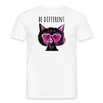 Soyez différent, chat, girly, lunettes de soleil, cœurs - T-shirt homme - blanc - Devant - AI Model Male 178 dark (178cm)