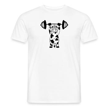 Kuh Ochse Hantel Fitness Gewichtheben - Männer T-Shirt - Weiß - Vorne - AI Model Male 178 dark (178cm)