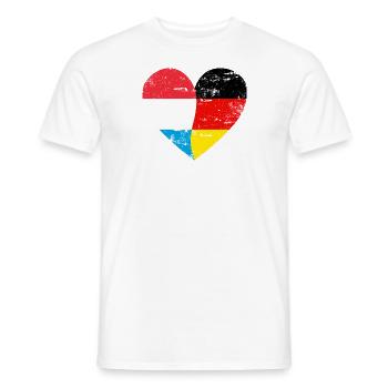 Luxembourg Allemagne Flag Heart - T-shirt homme - blanc - Devant - AI Model Male 178 dark (178cm)