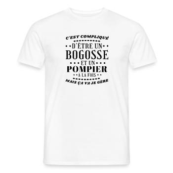 Bogosse pompier - T-shirt homme - blanc - Devant - AI Model Male 178 dark (178cm)