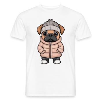 Chien Boxer Hiver - T-shirt homme - blanc - Devant - AI Model Male 178 dark (178cm)