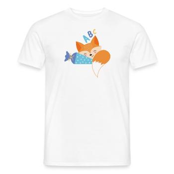 Renard avec inscription à l’école de cône d’école - T-shirt homme - blanc - Devant - AI Model Male 178 dark (178cm)