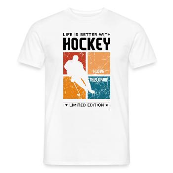 Life is better with Hockey - Men's T-Shirt - white - Front - AI Model Male 178 dark (178cm)