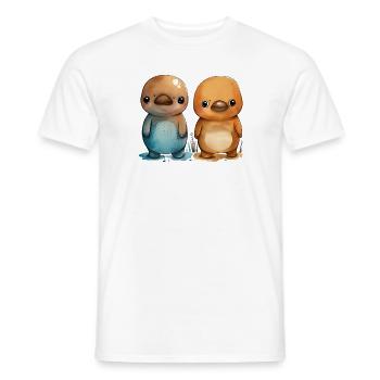 Schnabeltier Paar Aquarell - Männer T-Shirt - Weiß - Vorne - AI Model Male 178 dark (178cm)