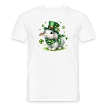 Lapin portant un chapeau irlandais - T-shirt homme - blanc - Devant - AI Model Male 178 dark (178cm)