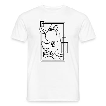 Rhinoceros in geometric design - Men's T-Shirt - white - Front - AI Model Male 178 dark (178cm)