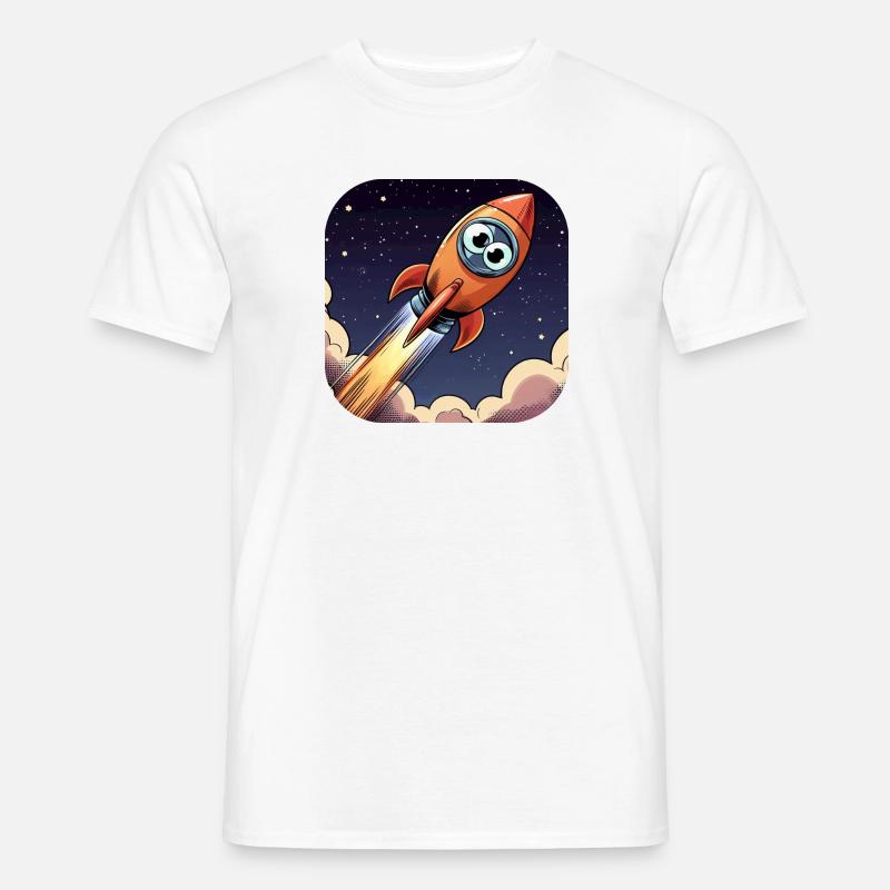 Comic Rakete mit Augen - Männer T-Shirt - Weiß