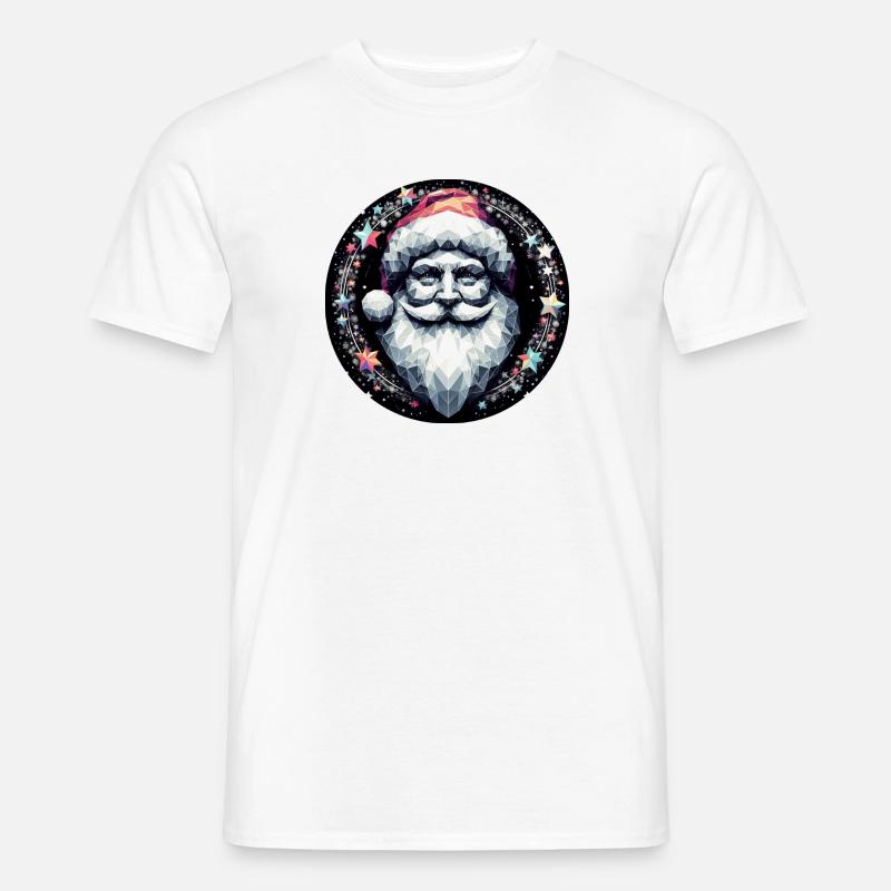 Weihnachtsmann Kopf in Kranz hell - Männer T-Shirt - Weiß