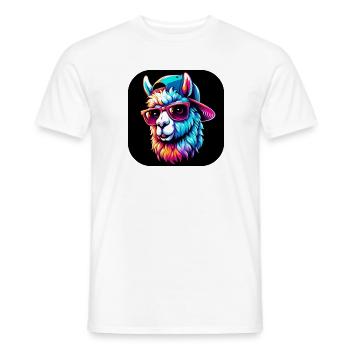 Lunettes de soleil alpaga chapeau fourrure multicolore - T-shirt homme - blanc - Devant - AI Model Male 178 dark (178cm)
