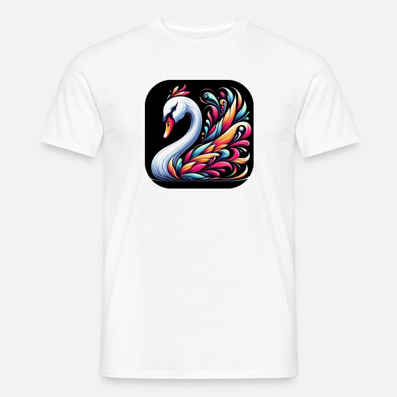 Schwan Tier bunt Comic Cartoon - Männer T-Shirt - Weiß