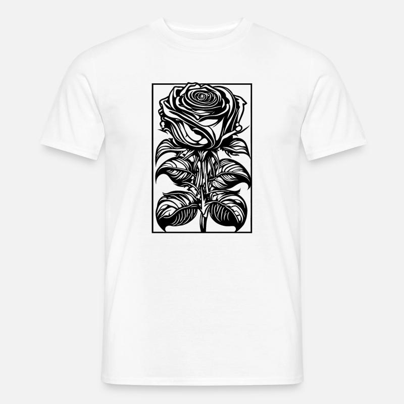 Romantisk rose med ramme - Mænd T-shirt - hvid