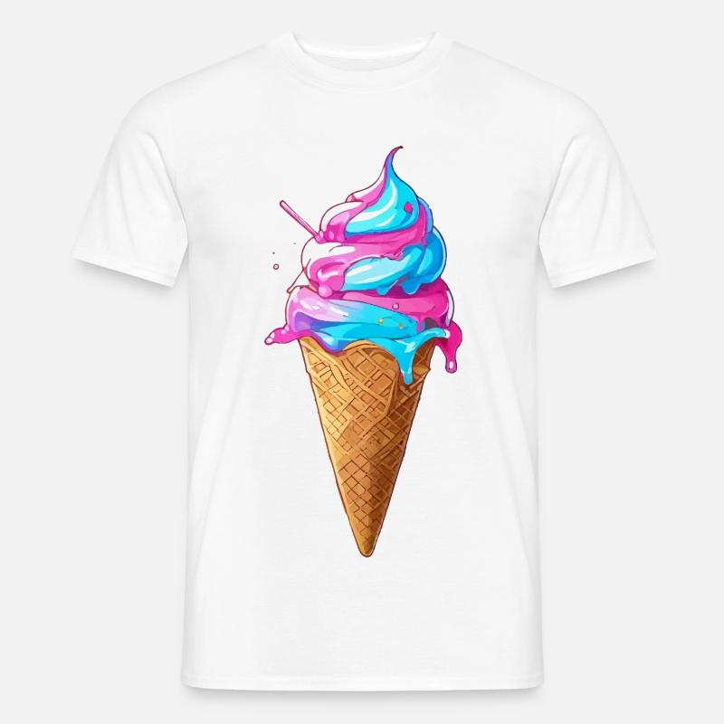 Lecker Eiscreme | Synthwave Eistüte - Männer T-Shirt - Weiß