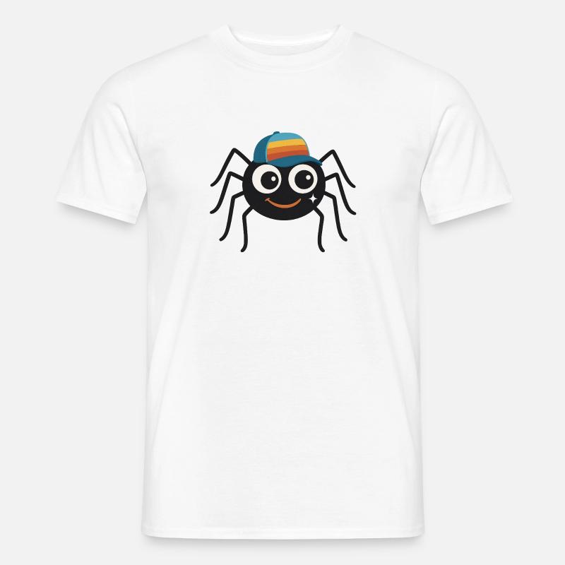 Coole Spinne mit Retro-Cappy – süß & frech - Männer T-Shirt - Weiß