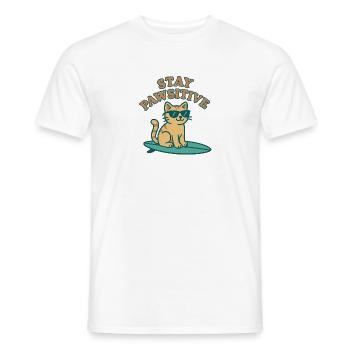Stay Pawsitive – Cool Cat Vibes - Men's T-Shirt - white - Front - AI Model Male 178 dark (178cm)