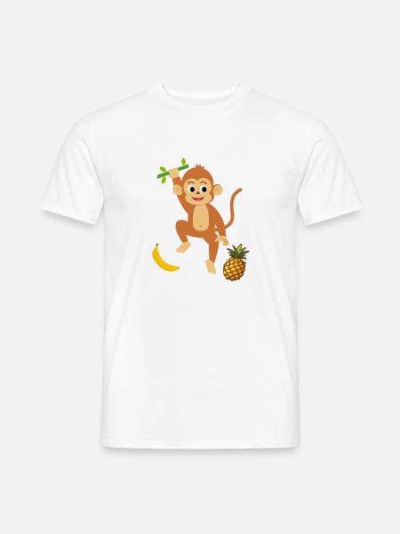Player Monkey mit Ananas und Banane - Männer T-Shirt - Weiß