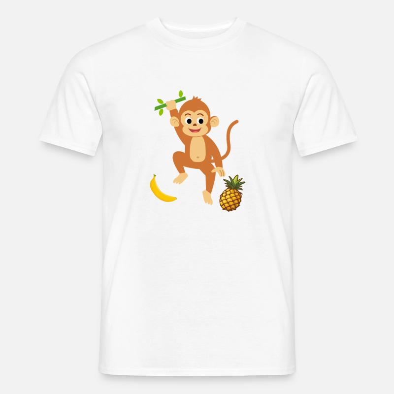 Player Monkey mit Ananas und Banane - Männer T-Shirt - Weiß