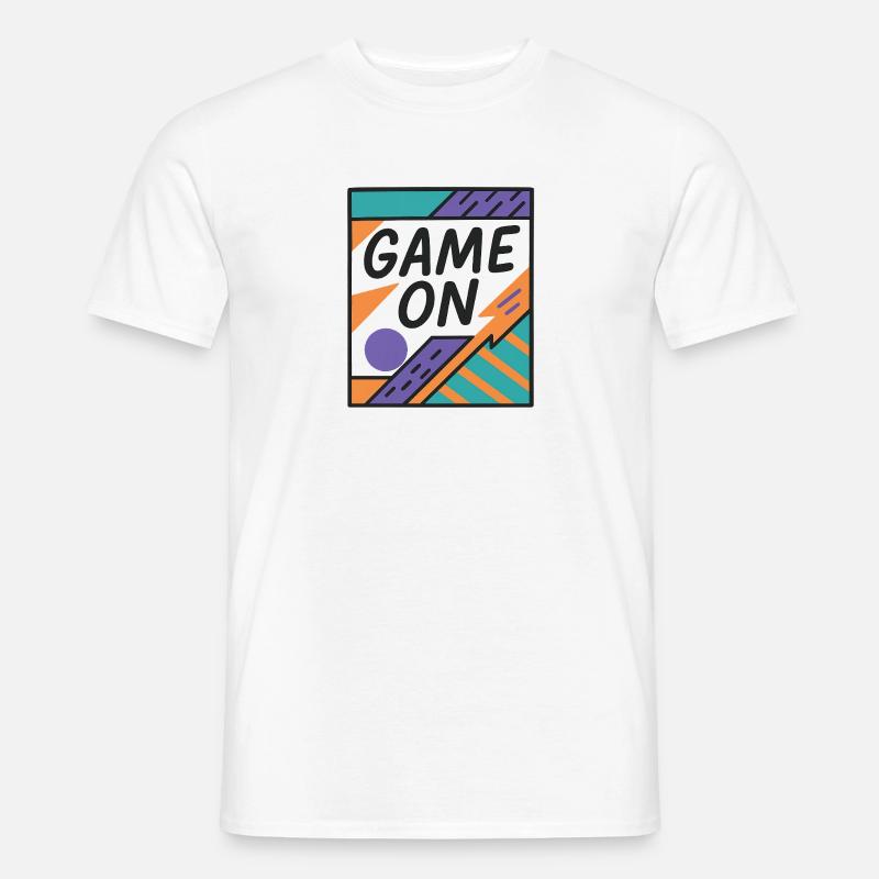 Neon Game On Design with Retro Elements - Men’s T-shirt - white